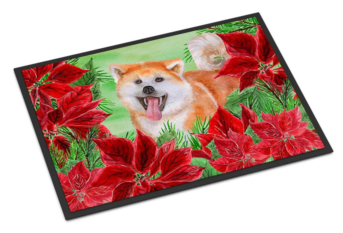 Akita Poinsettas Indoor or Outdoor Mat 18x27 CK1351MAT - the-store.com