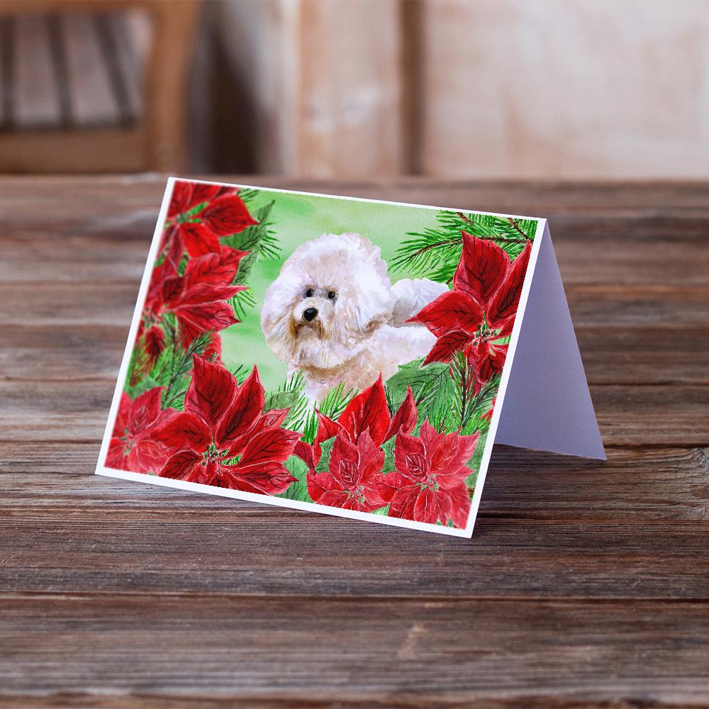 Buy this Bichon Frise #2 Poinsettas Greeting Cards and Envelopes Pack of 8