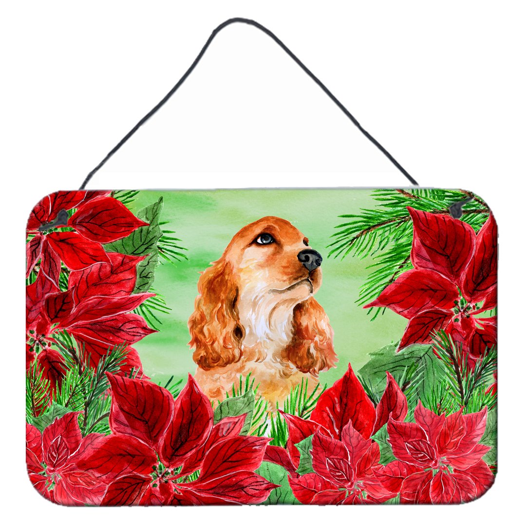 Cocker Spaniel Poinsettas Wall or Door Hanging Prints CK1354DS812 by Caroline's Treasures