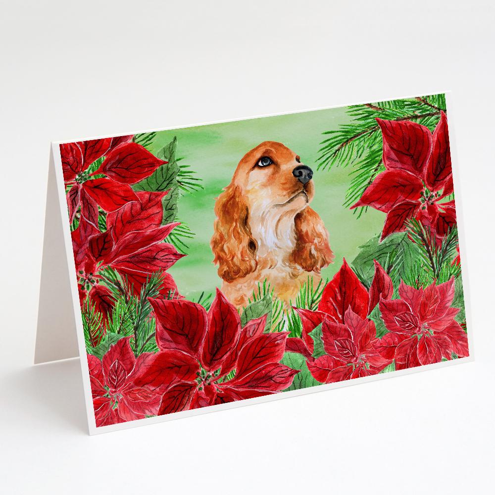 Buy this Cocker Spaniel Poinsettas Greeting Cards and Envelopes Pack of 8