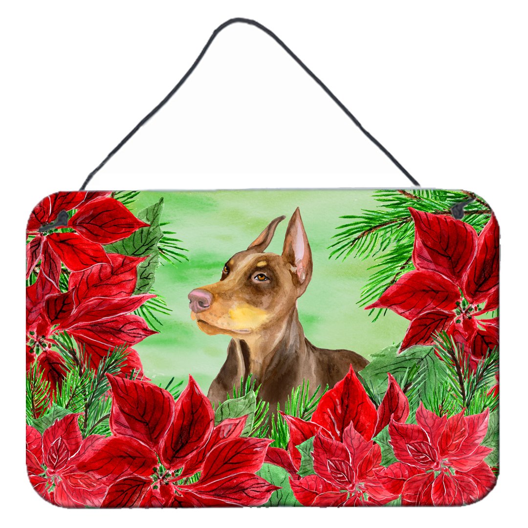 Doberman Pinscher Poinsettas Wall or Door Hanging Prints CK1357DS812 by Caroline's Treasures