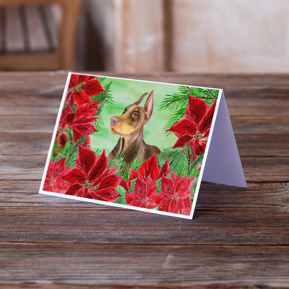 Buy this Doberman Pinscher Poinsettas Greeting Cards and Envelopes Pack of 8