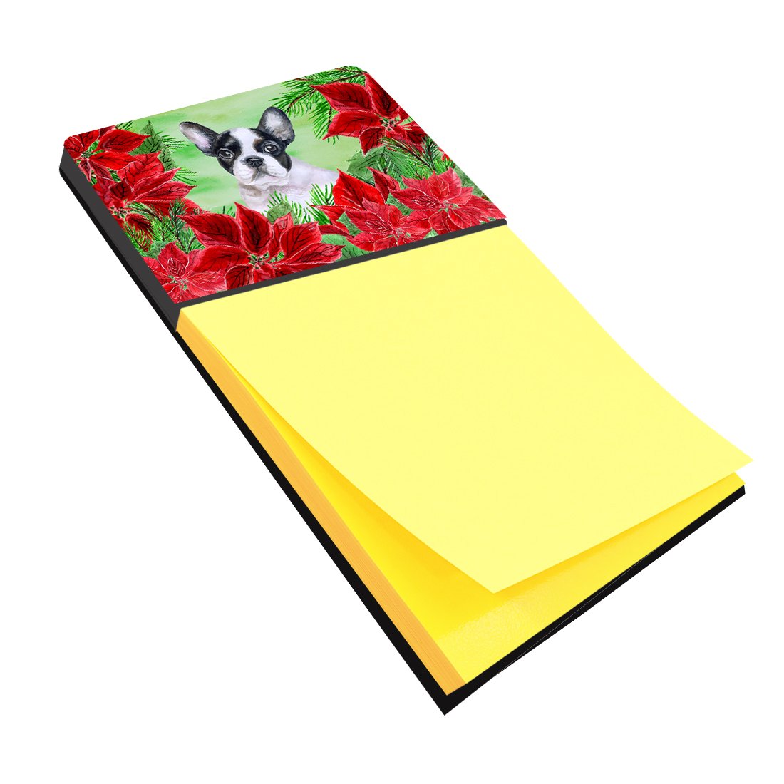 French Bulldog Black White Poinsettas Sticky Note Holder CK1358SN by Caroline's Treasures