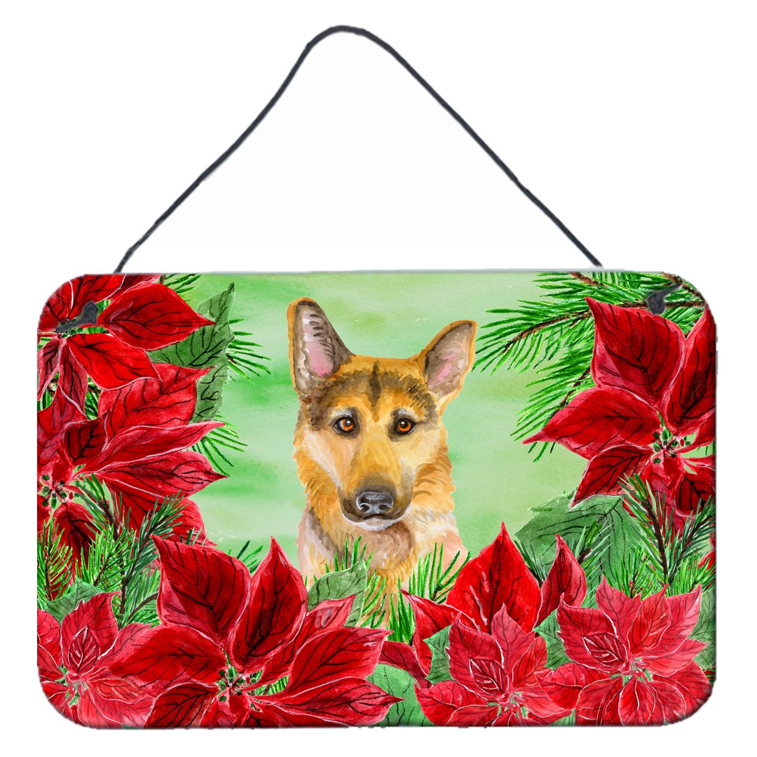 German Shepherd #2 Poinsettas Wall or Door Hanging Prints CK1359DS812 by Caroline&#39;s Treasures