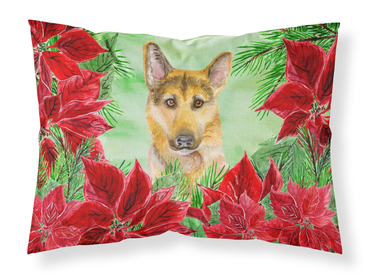 German Shepherd #2 Poinsettas Fabric Standard Pillowcase CK1359PILLOWCASE by Caroline&#39;s Treasures