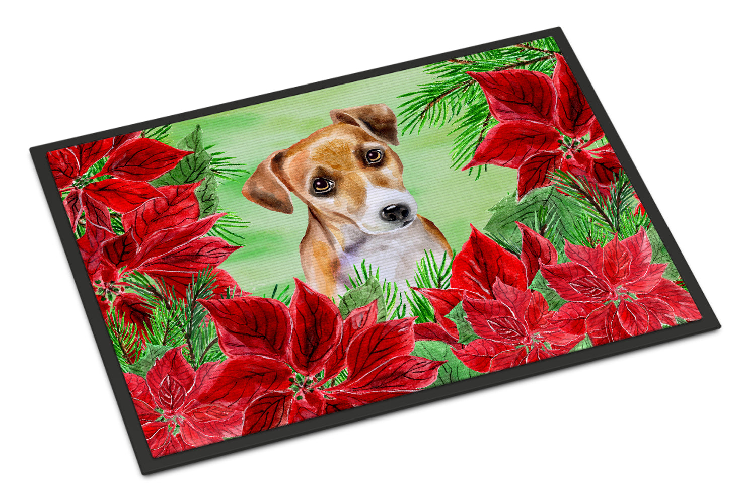 Jack Russell Terrier #2 Poinsettas Indoor or Outdoor Mat 18x27 CK1360MAT - the-store.com