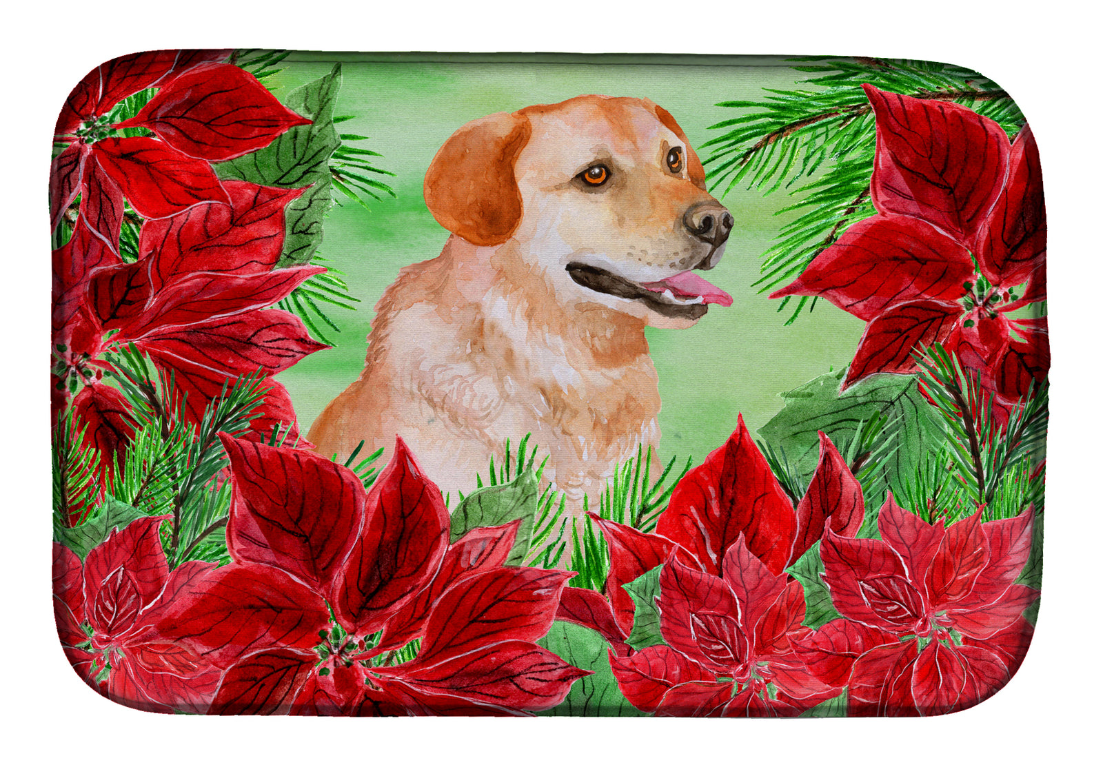 Labrador Retriever Poinsettas Dish Drying Mat CK1361DDM  the-store.com.