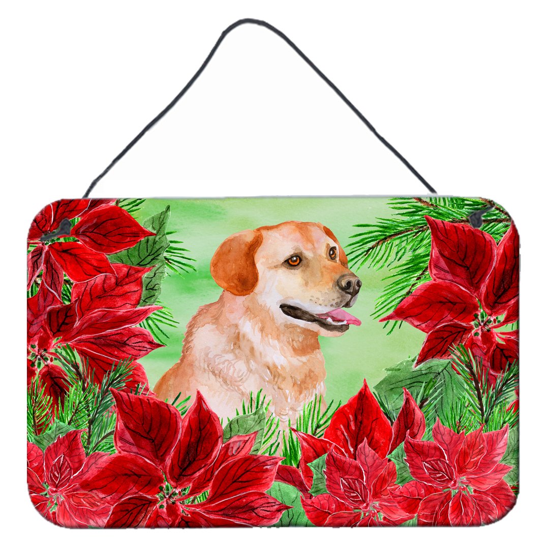 Labrador Retriever Poinsettas Wall or Door Hanging Prints CK1361DS812 by Caroline's Treasures