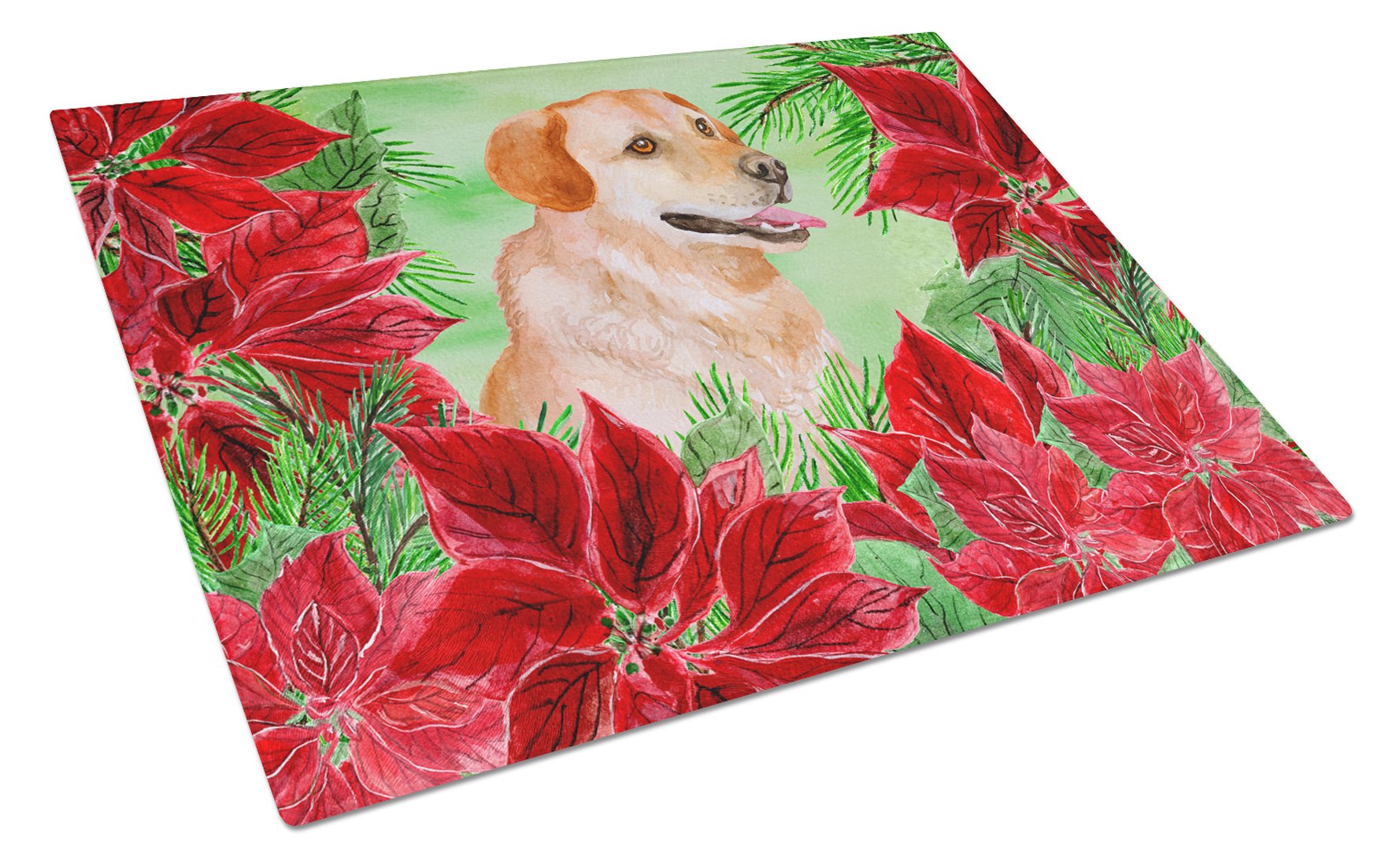 Labrador Retriever Poinsettas Glass Cutting Board Large CK1361LCB by Caroline's Treasures