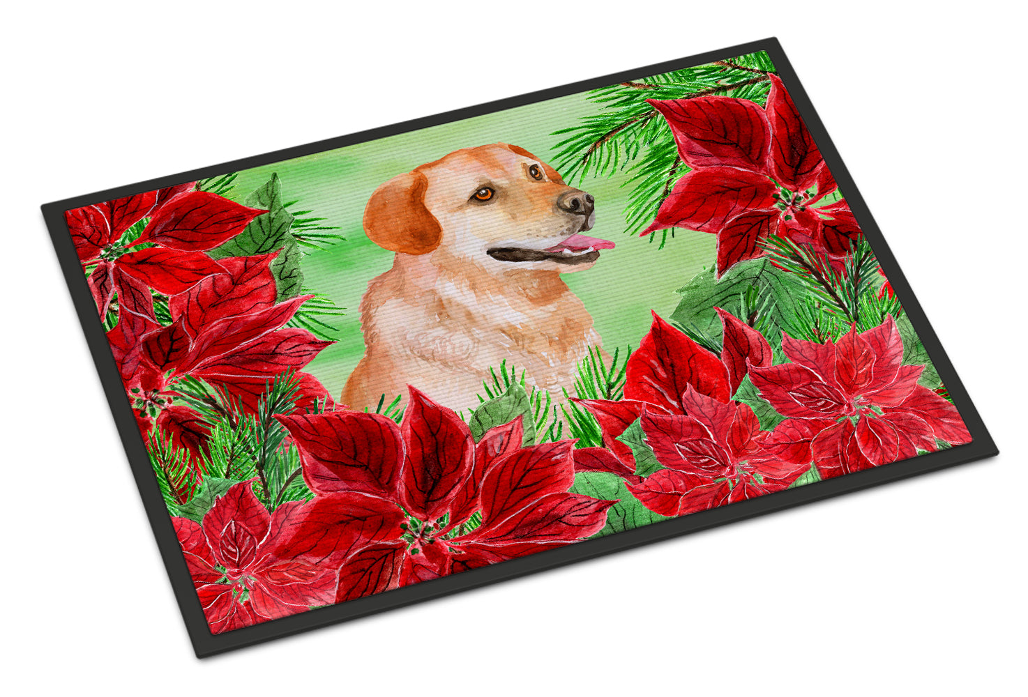 Labrador Retriever Poinsettas Indoor or Outdoor Mat 18x27 CK1361MAT - the-store.com