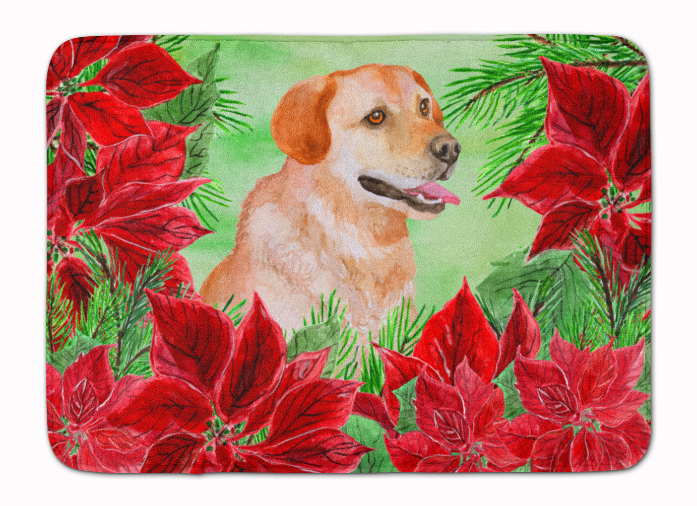 Labrador Retriever Poinsettas Machine Washable Memory Foam Mat CK1361RUG - the-store.com