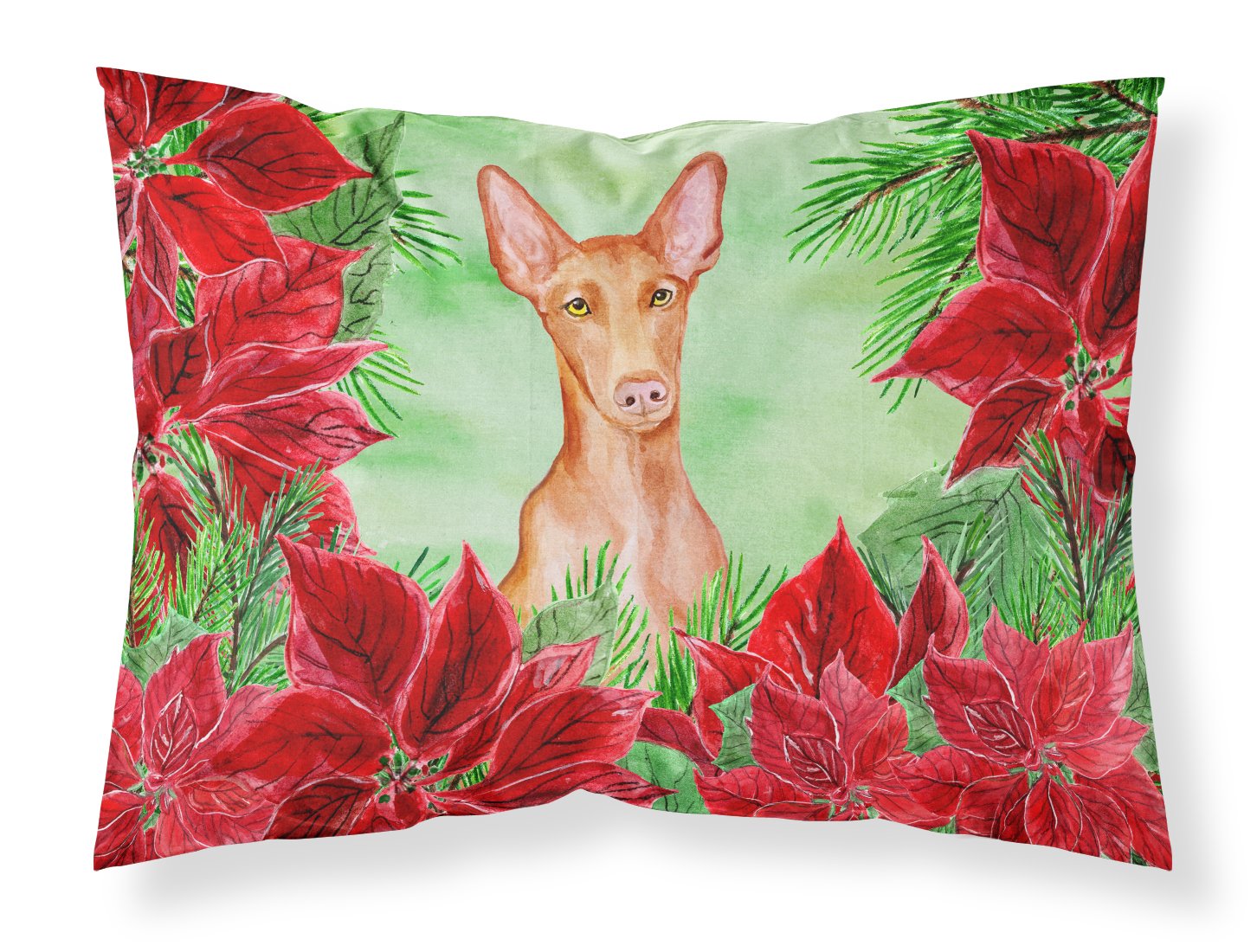 Pharaoh Hound Poinsettas Fabric Standard Pillowcase CK1362PILLOWCASE by Caroline's Treasures