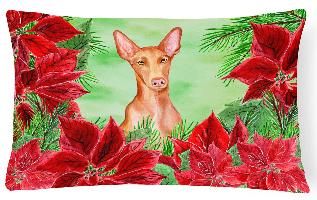 Pharaoh Hound Poinsettas Canvas Fabric Decorative Pillow CK1362PW1216 by Caroline&#39;s Treasures