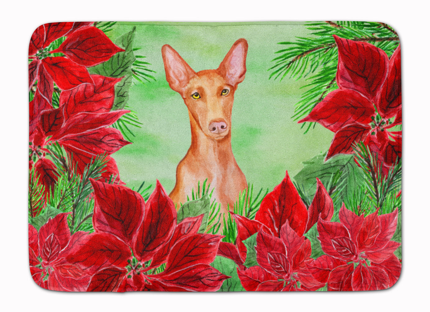 Pharaoh Hound Poinsettas Machine Washable Memory Foam Mat CK1362RUG - the-store.com