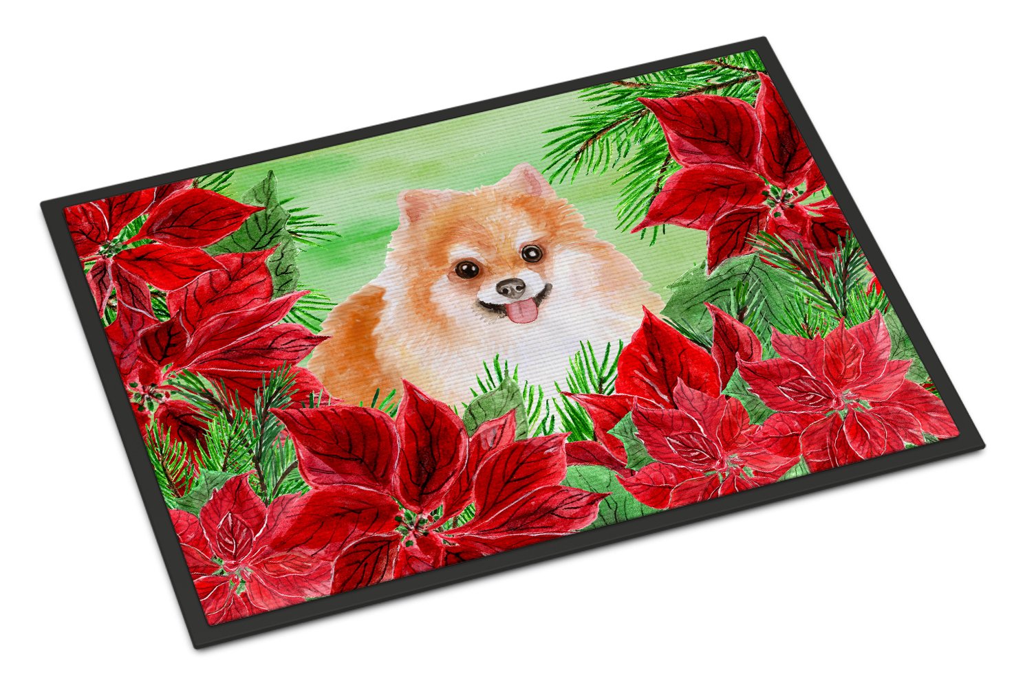 Pomeranian #2 Poinsettas Indoor or Outdoor Mat 24x36 CK1363JMAT by Caroline's Treasures