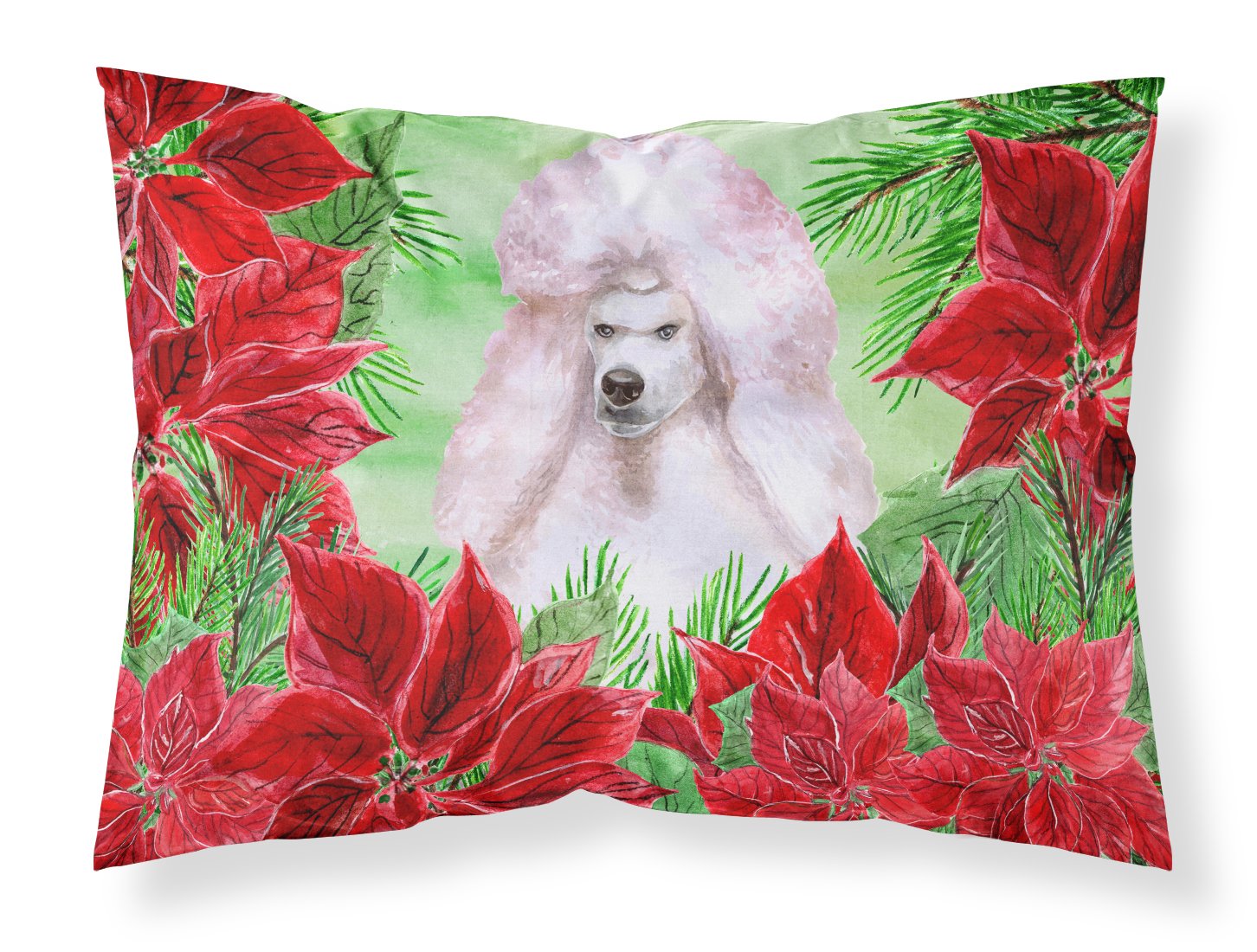 White Standard Poodle Poinsettas Fabric Standard Pillowcase CK1364PILLOWCASE by Caroline's Treasures