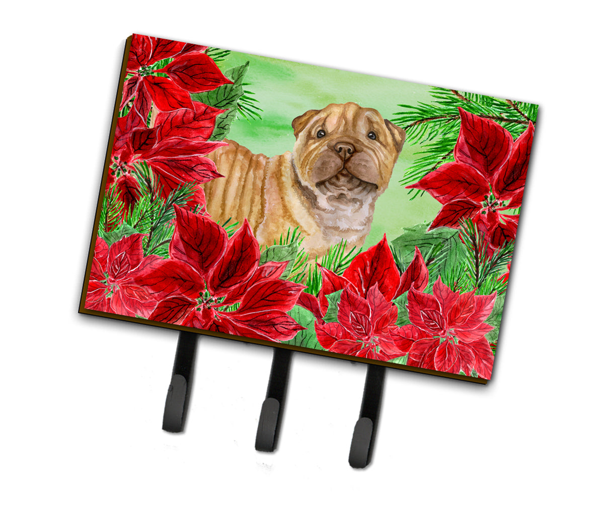 Shar Pei Puppy Poinsettas Leash or Key Holder CK1366TH68  the-store.com.