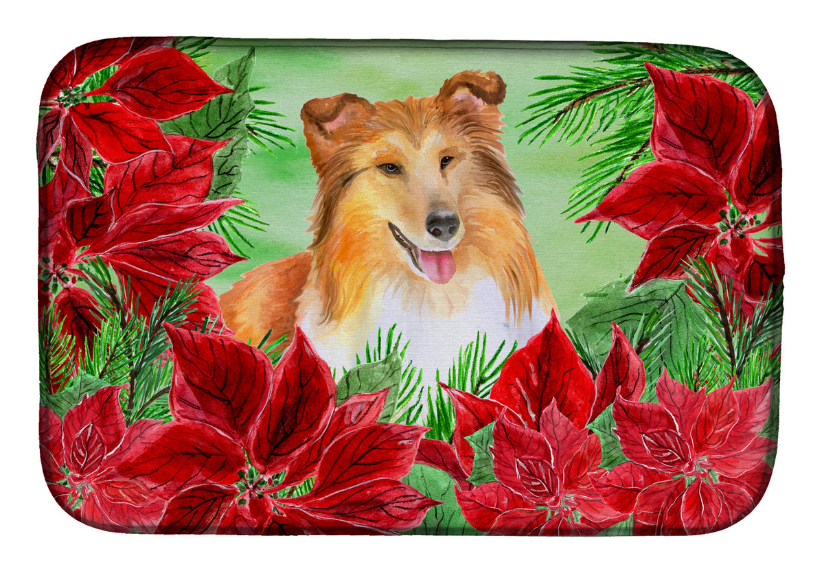 Sheltie Poinsettas Dish Drying Mat CK1367DDM  the-store.com.