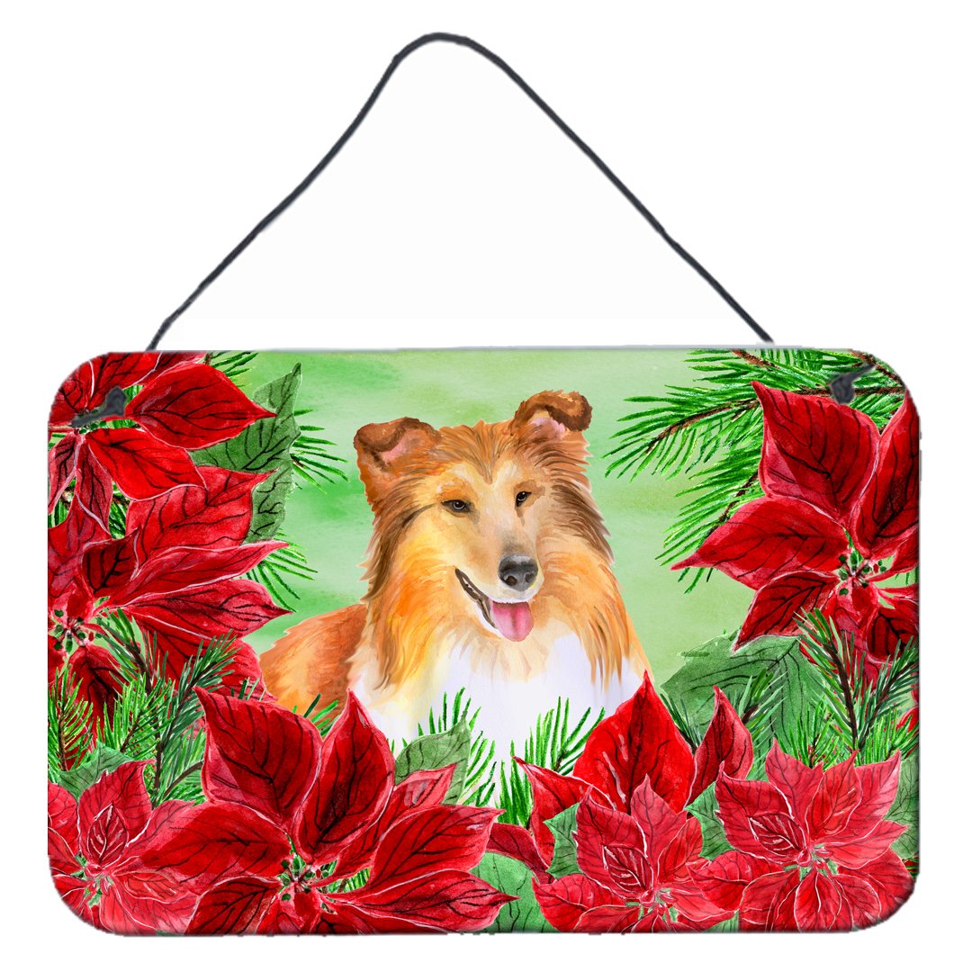 Sheltie Poinsettas Wall or Door Hanging Prints CK1367DS812 by Caroline&#39;s Treasures