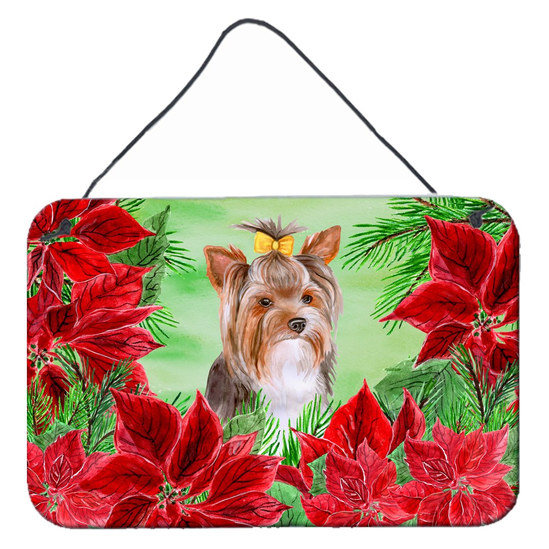 Yorkshire Terrier #2 Poinsettas Wall or Door Hanging Prints CK1370DS812 by Caroline&#39;s Treasures