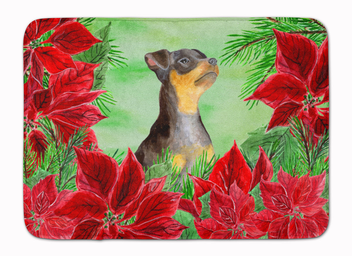 Miniature Pinscher #2 Poinsettas Machine Washable Memory Foam Mat CK1371RUG - the-store.com