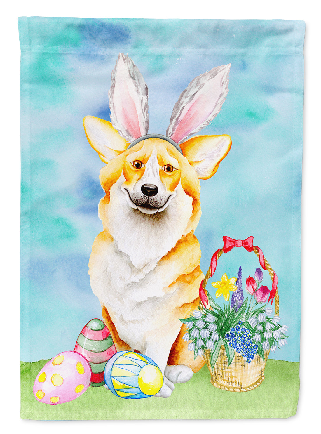 Corgi Easter Bunny Flag Canvas House Size CK1373CHF  the-store.com.