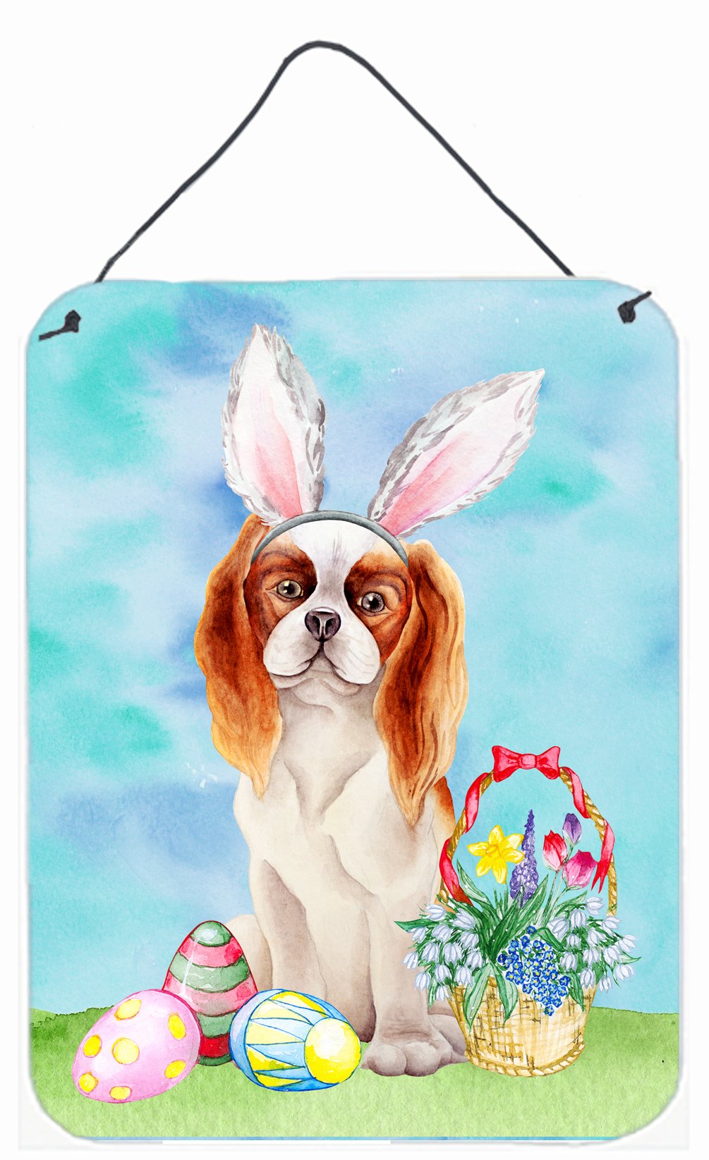 Cavalier Spaniel Easter Bunny Wall or Door Hanging Prints CK1374DS1216 by Caroline&#39;s Treasures