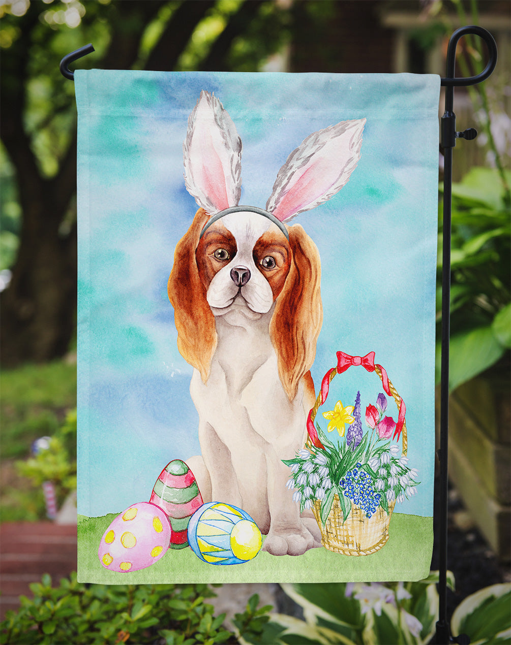 Cavalier Spaniel Easter Bunny Flag Garden Size CK1374GF  the-store.com.