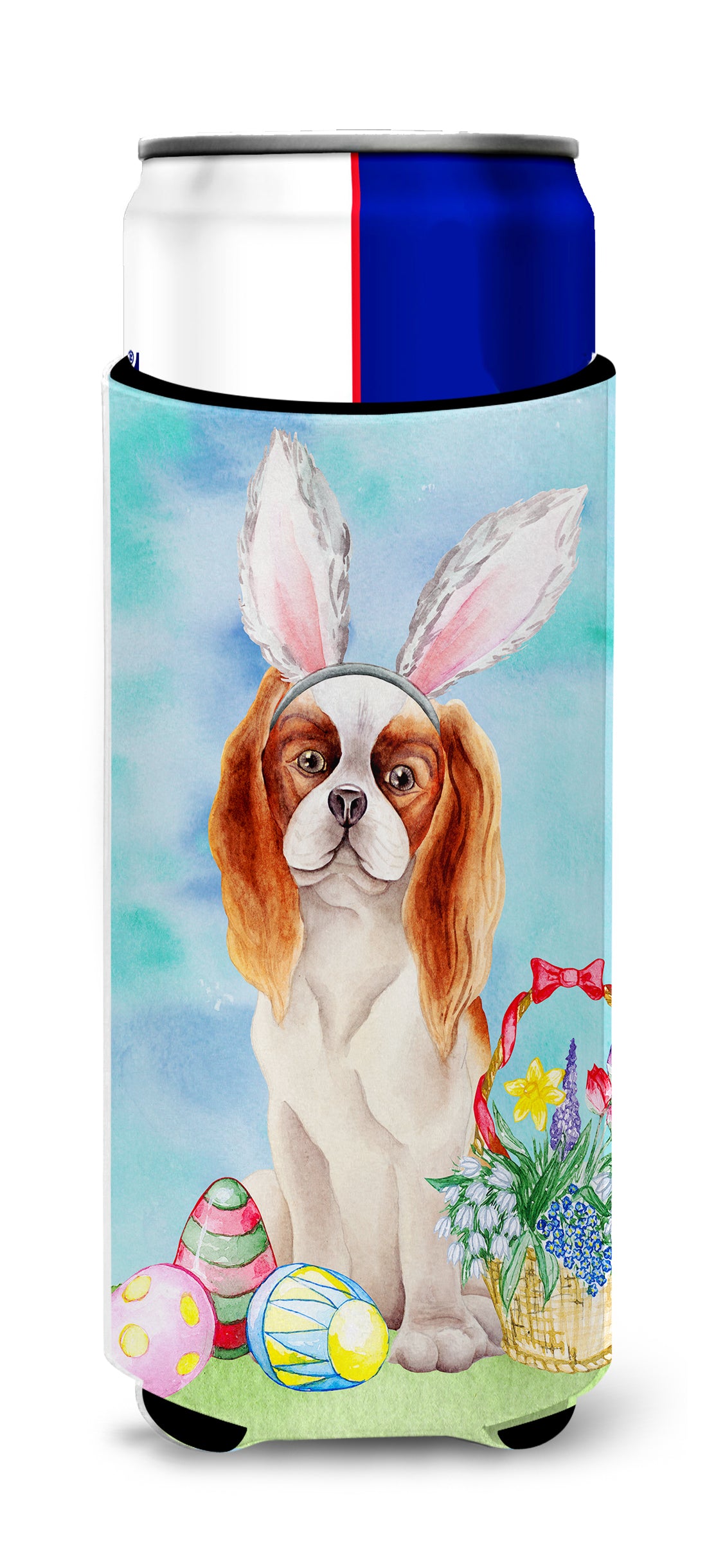 Cavalier Spaniel Easter Bunny  Ultra Hugger for slim cans CK1374MUK  the-store.com.