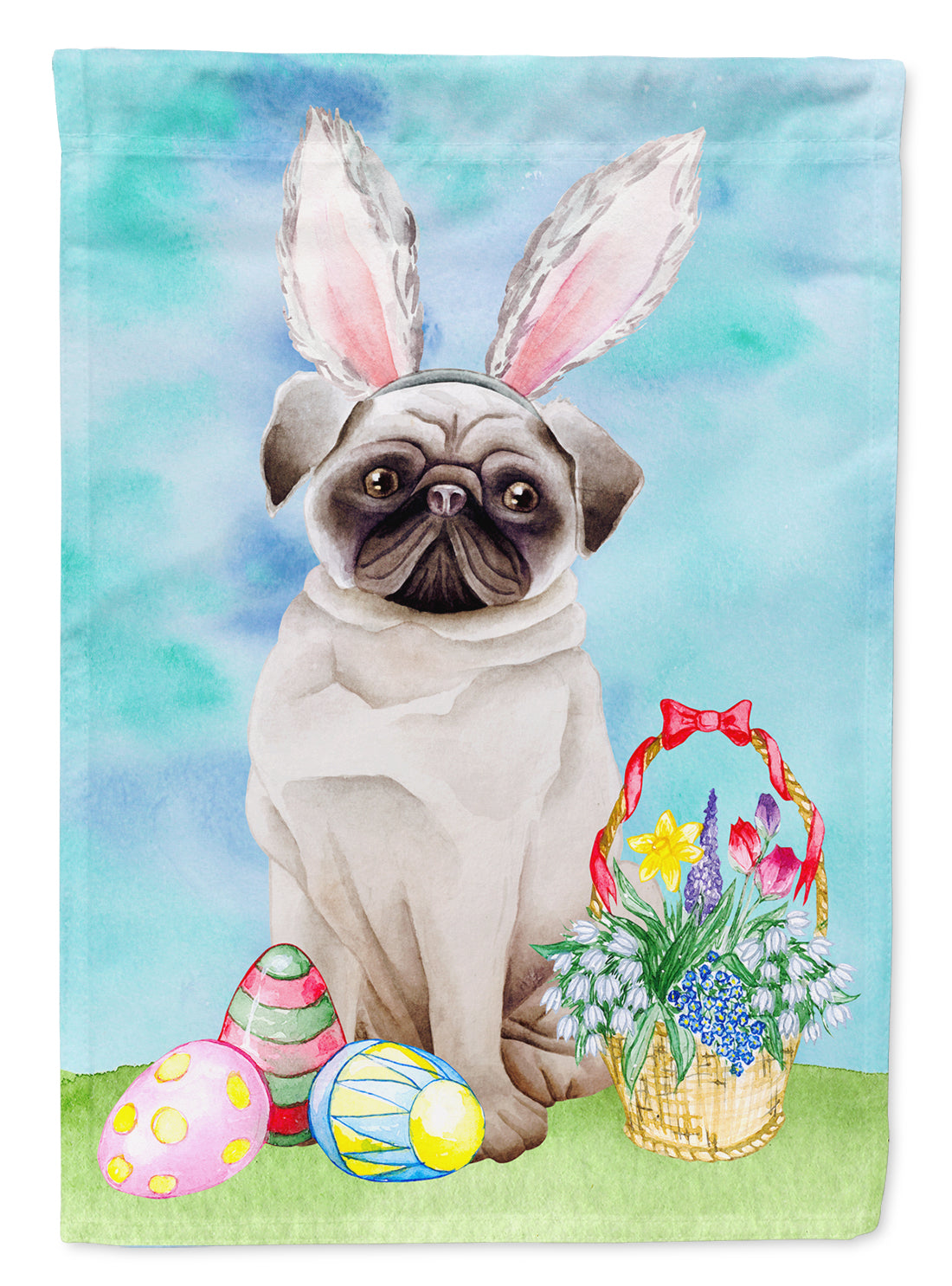 Pug Easter Bunny Flag Canvas House Size CK1375CHF  the-store.com.