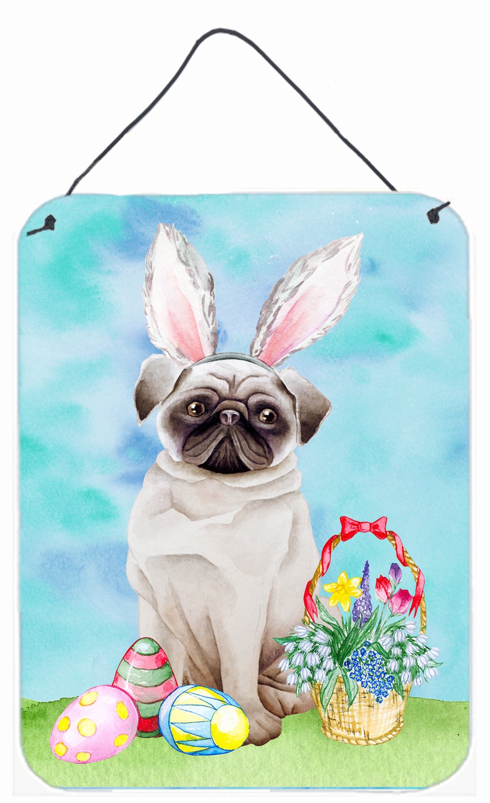 Pug Easter Bunny Wall or Door Hanging Prints CK1375DS1216 by Caroline's Treasures