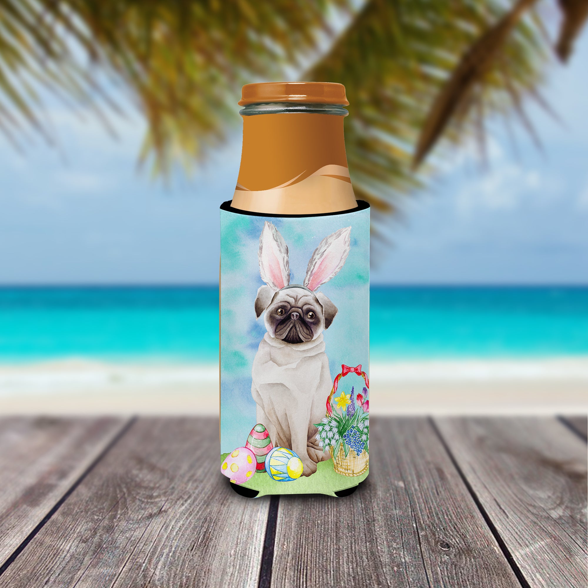 Pug Easter Bunny  Ultra Hugger for slim cans CK1375MUK  the-store.com.