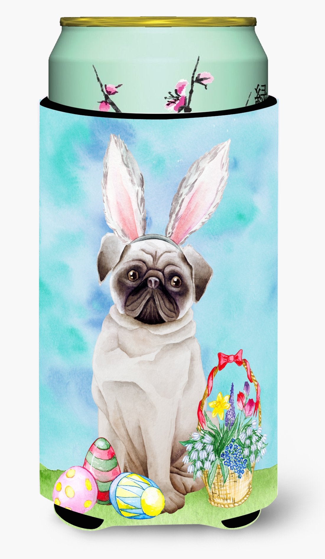 Pug Easter Bunny Tall Boy Beverage Insulator Hugger CK1375TBC by Caroline's Treasures