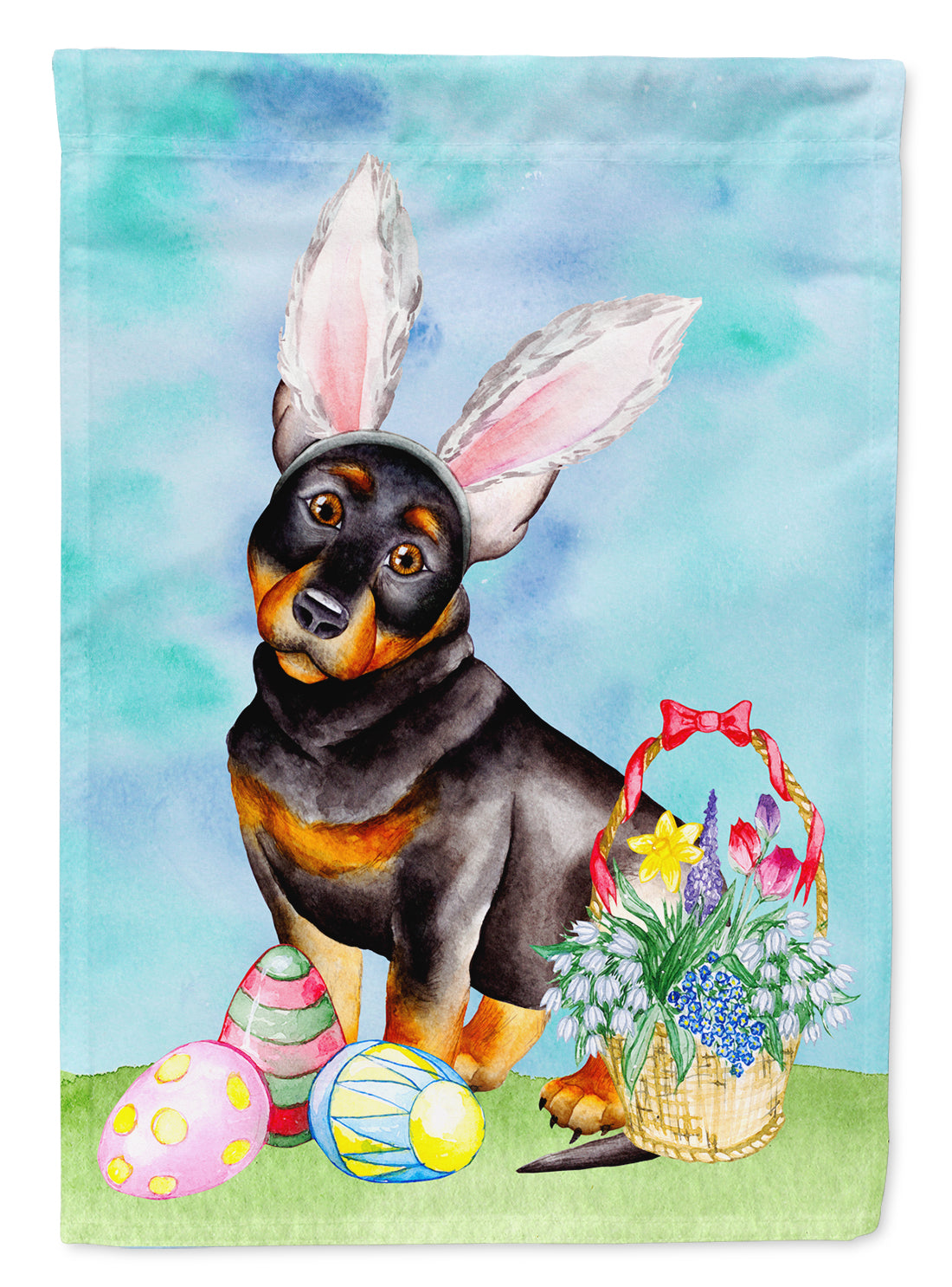 Lancashire Heeler Easter Bunny Flag Canvas House Size CK1377CHF  the-store.com.