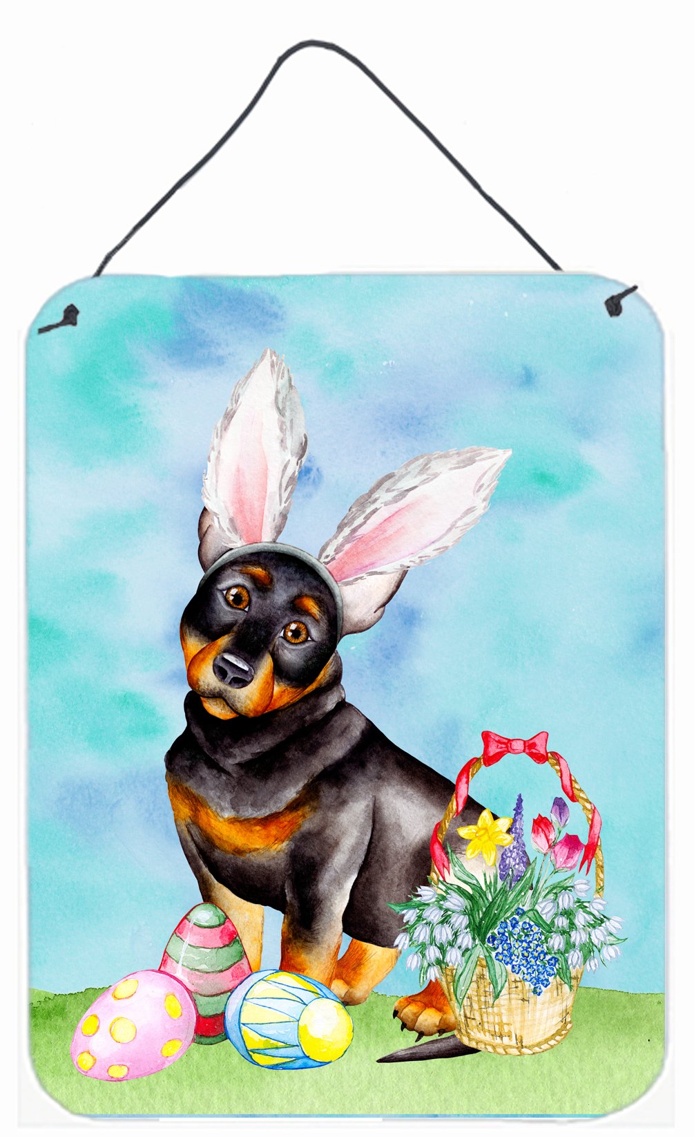 Lancashire Heeler Easter Bunny Wall or Door Hanging Prints CK1377DS1216 by Caroline's Treasures