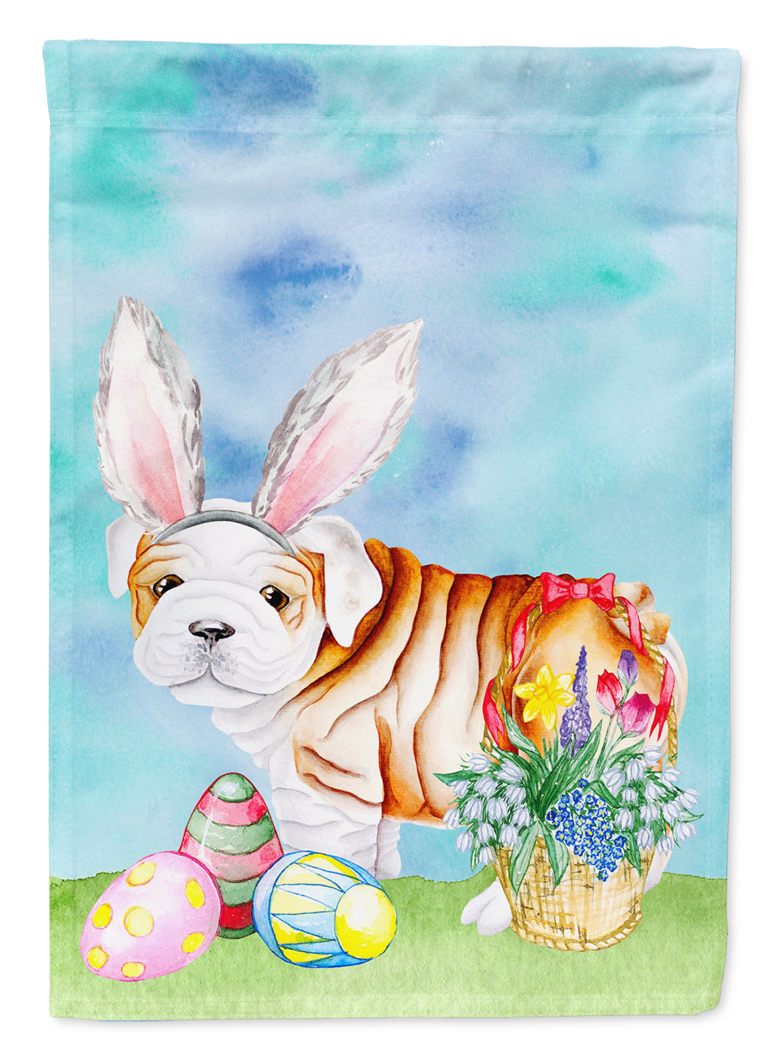 English Bulldog Easter Bunny Flag Canvas House Size CK1378CHF  the-store.com.