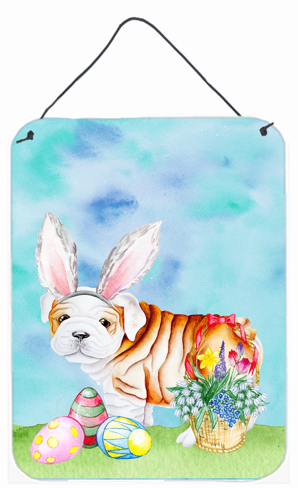 English Bulldog Easter Bunny Wall or Door Hanging Prints CK1378DS1216 by Caroline&#39;s Treasures