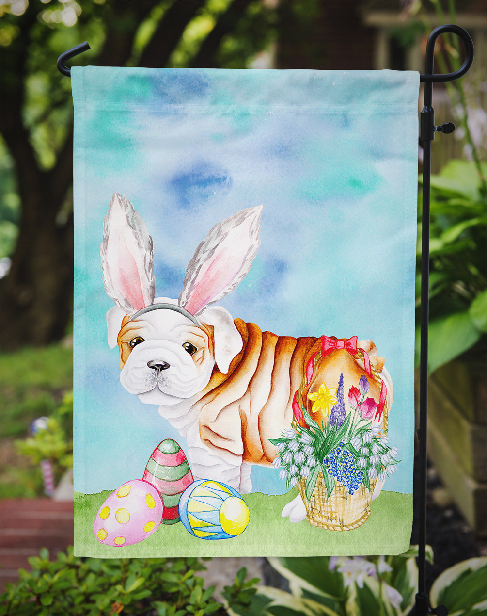 English Bulldog Easter Bunny Flag Garden Size CK1378GF  the-store.com.