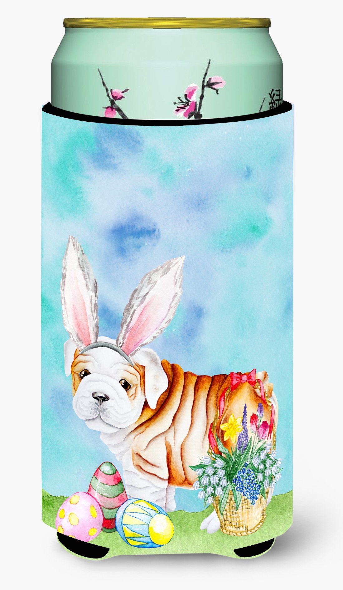 English Bulldog Easter Bunny Tall Boy Beverage Insulator Hugger CK1378TBC by Caroline's Treasures