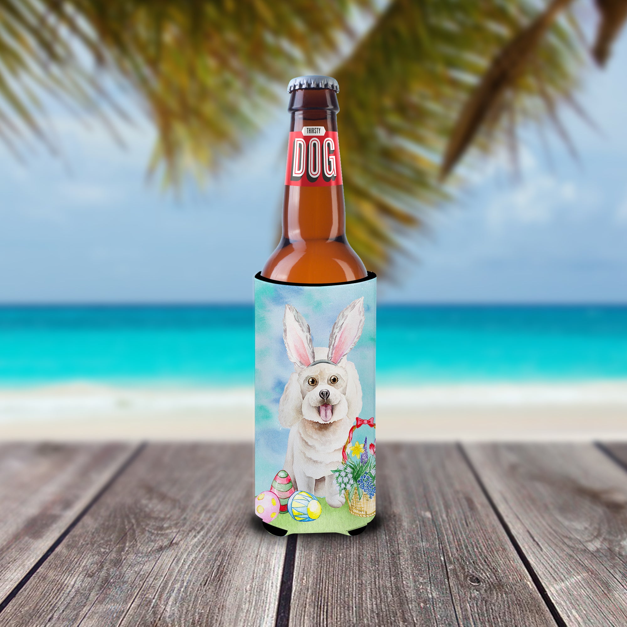 Bichon Frise Easter Bunny  Ultra Hugger for slim cans CK1381MUK  the-store.com.