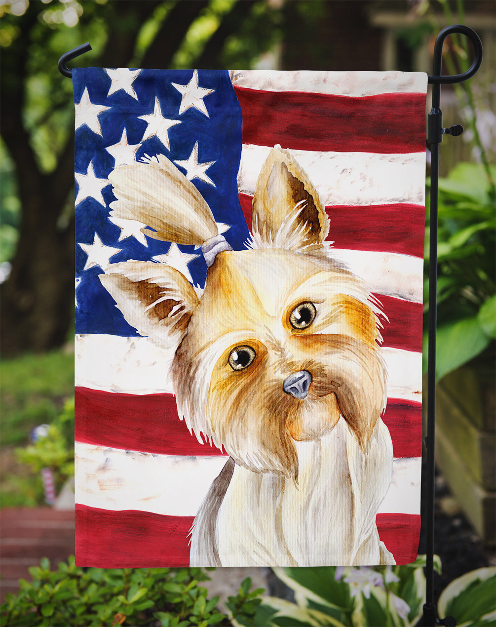 Yorkie Yorkshier Terrier Patriotic Flag Garden Size CK1382GF  the-store.com.