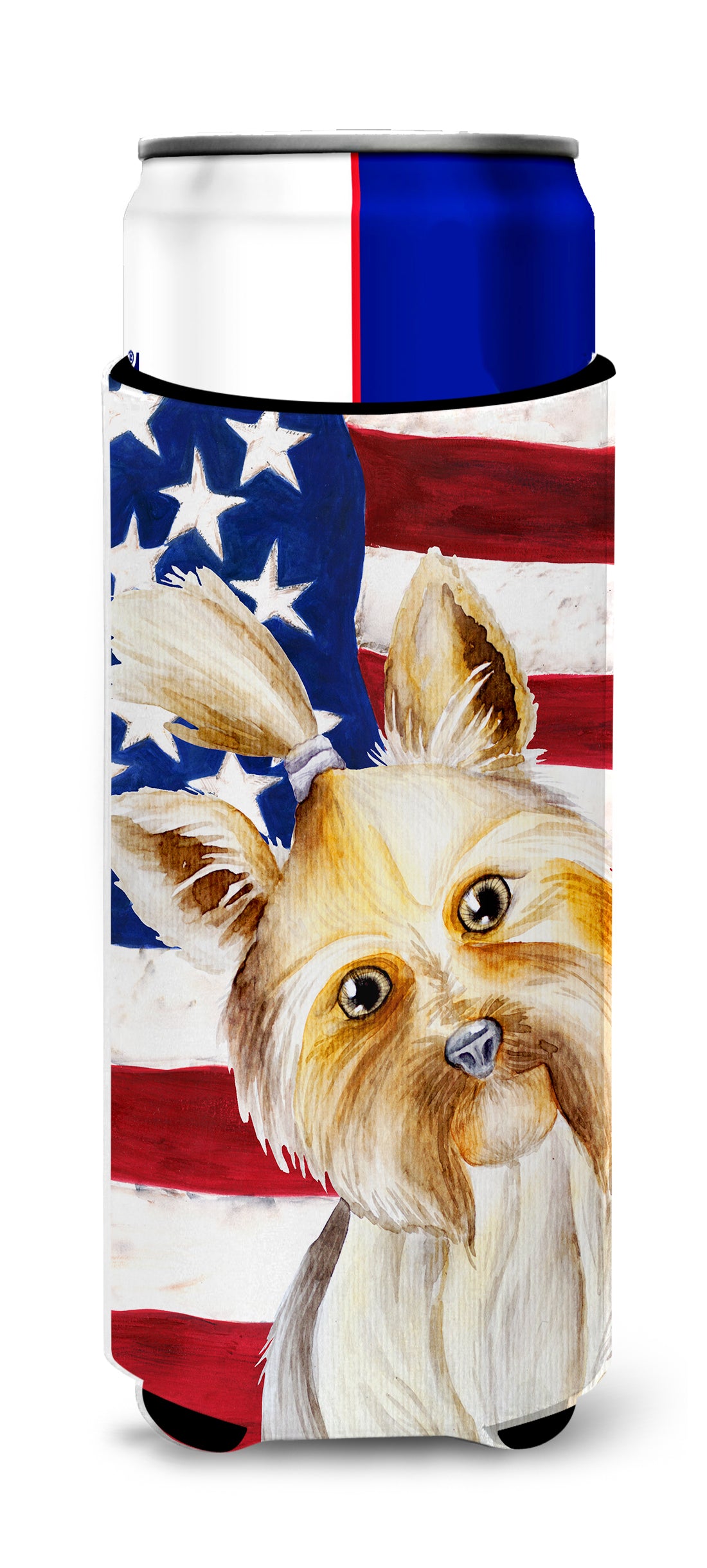 Yorkie Yorkshier Terrier Patriotic  Ultra Hugger for slim cans CK1382MUK  the-store.com.