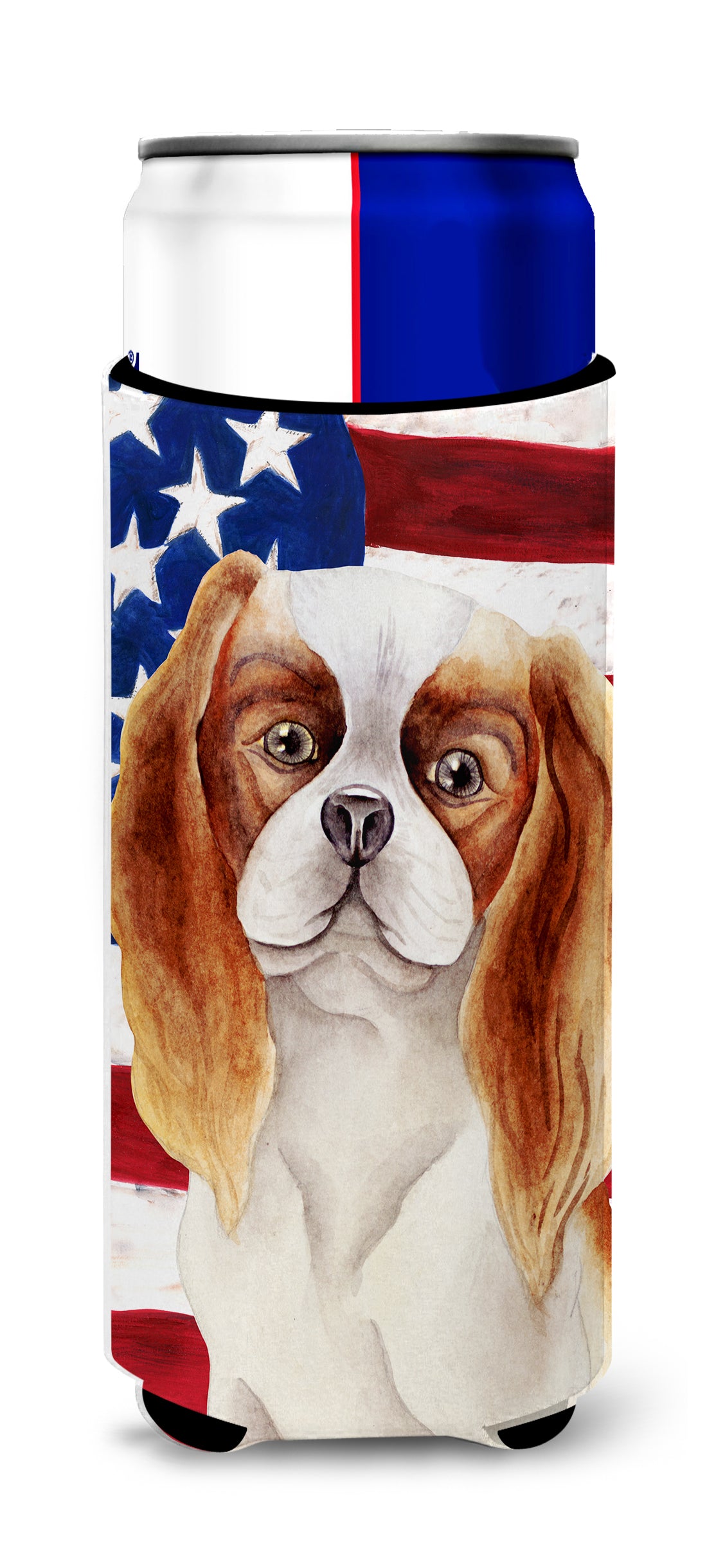 Cavalier Spaniel Patriotic  Ultra Hugger for slim cans CK1384MUK  the-store.com.