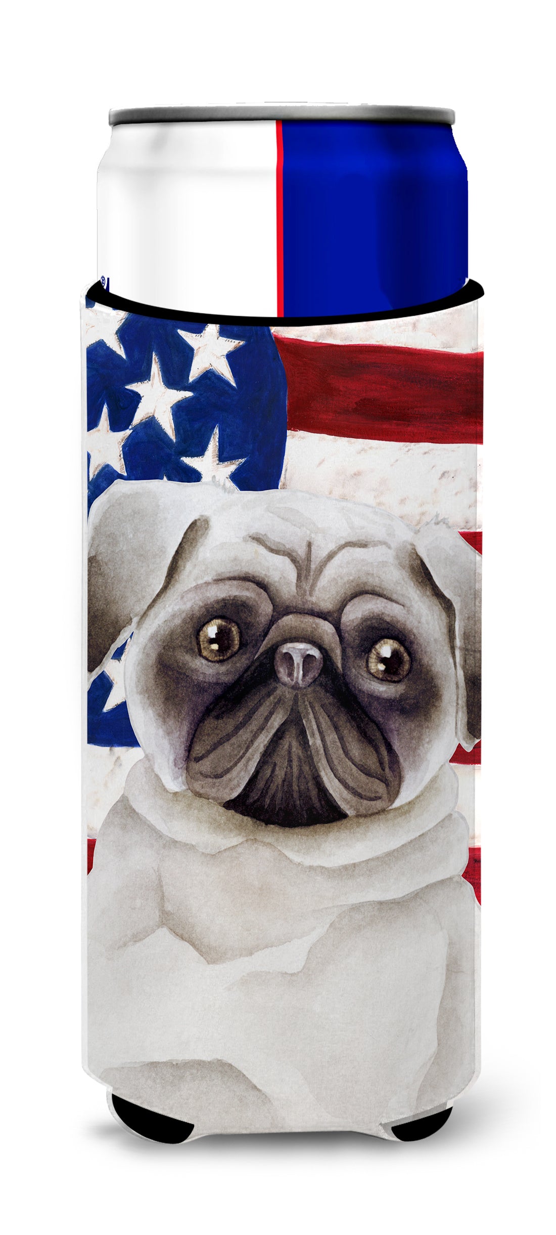 Pug Patriotic  Ultra Hugger for slim cans CK1385MUK  the-store.com.