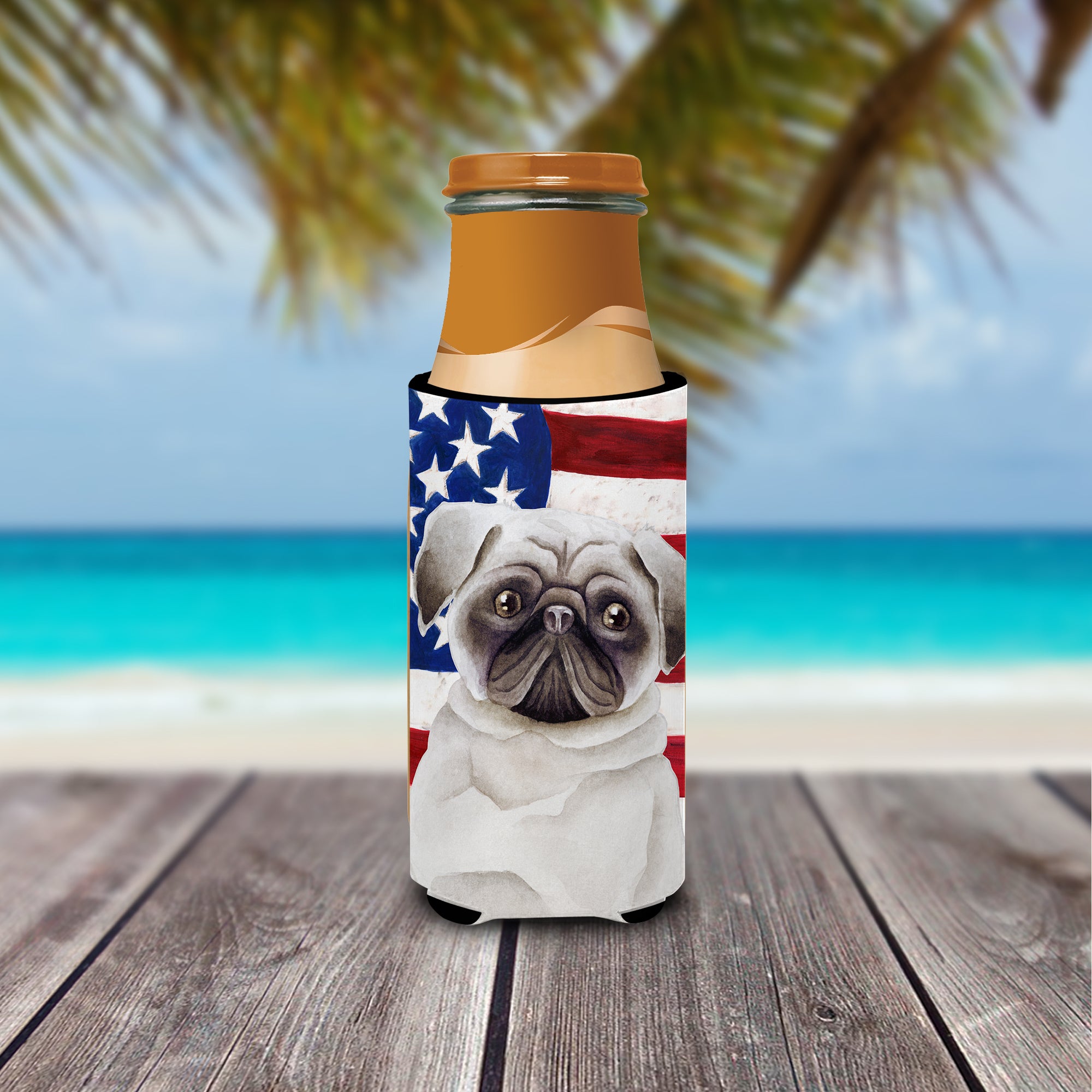 Pug Patriotic  Ultra Hugger for slim cans CK1385MUK  the-store.com.