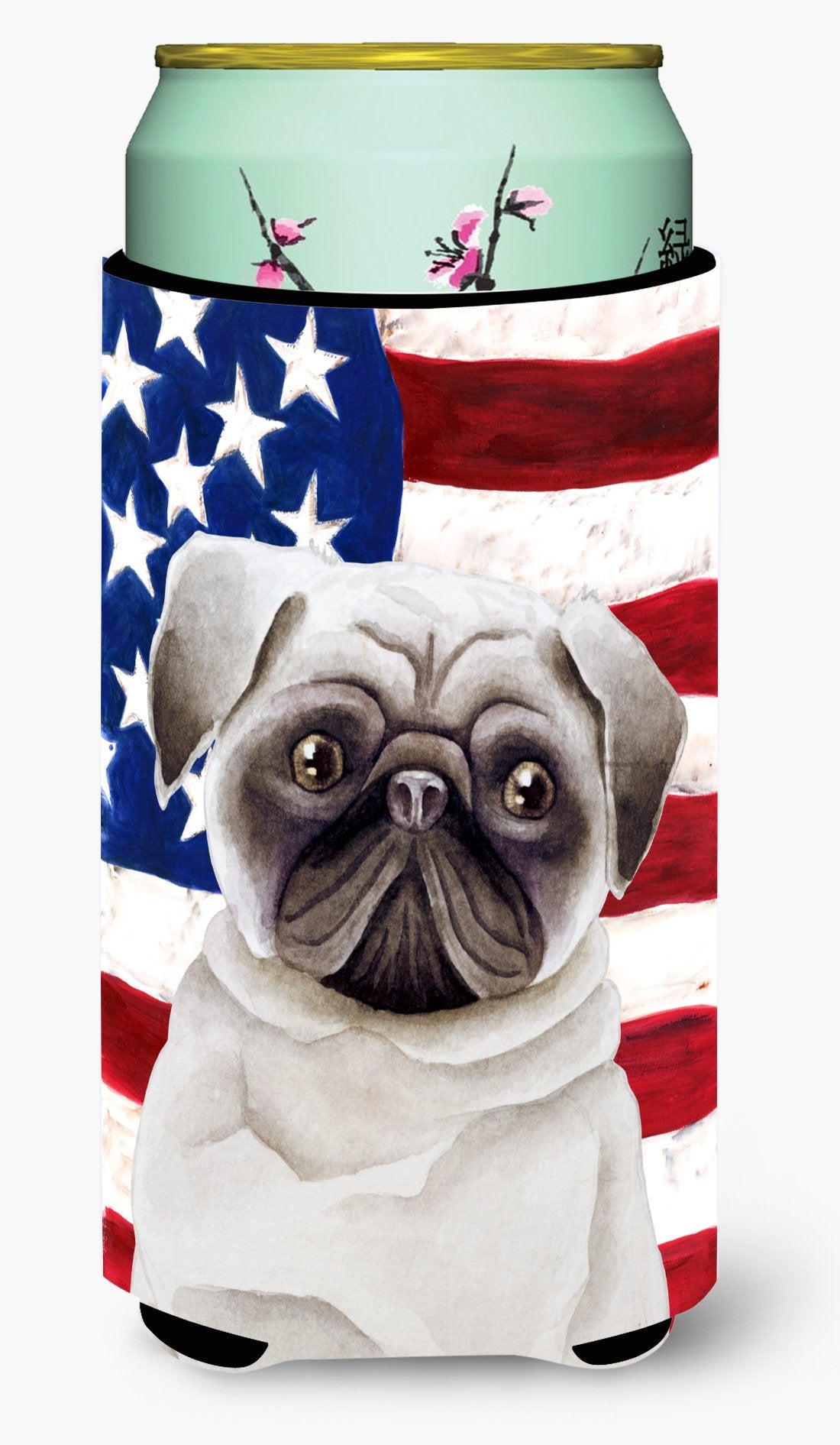 Pug Patriotic Tall Boy Beverage Insulator Hugger CK1385TBC by Caroline's Treasures