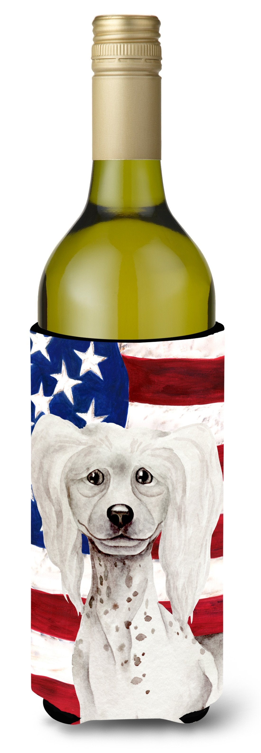 Chinese Crested Patriotic Wine Bottle Beverge Insulator Hugger CK1387LITERK by Caroline's Treasures