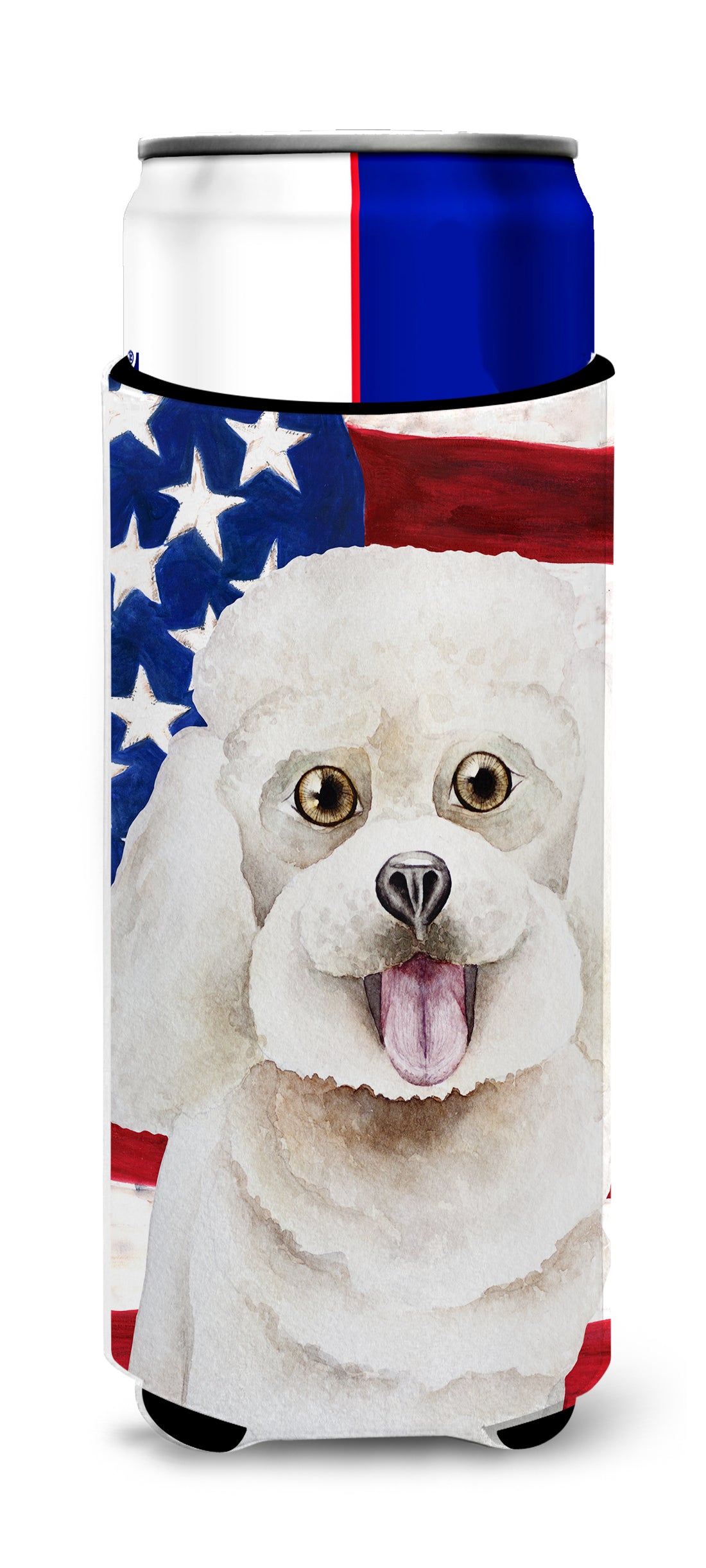 Bichon Frise Patriotic  Ultra Hugger for slim cans CK1388MUK  the-store.com.