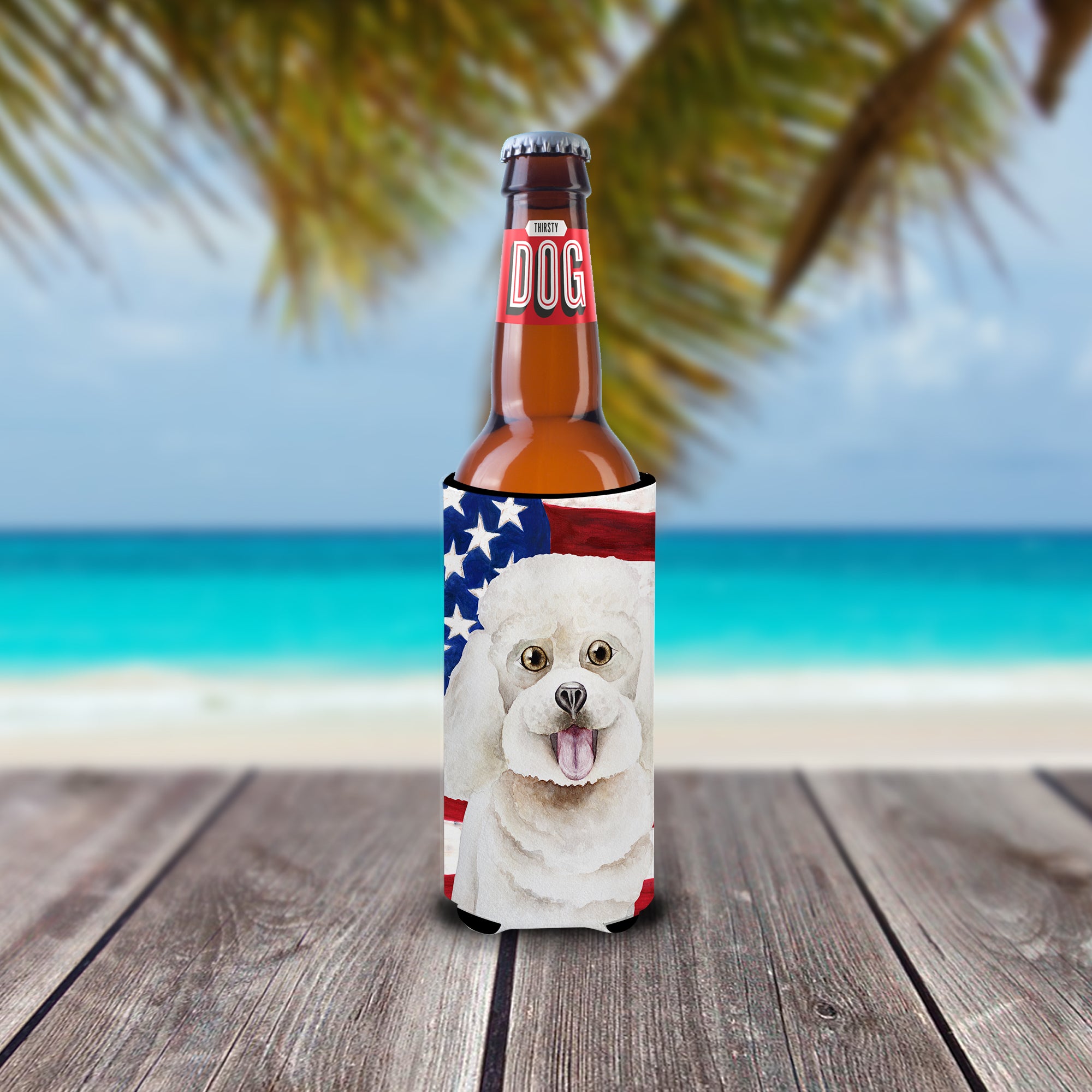 Bichon Frise Patriotic  Ultra Hugger for slim cans CK1388MUK  the-store.com.