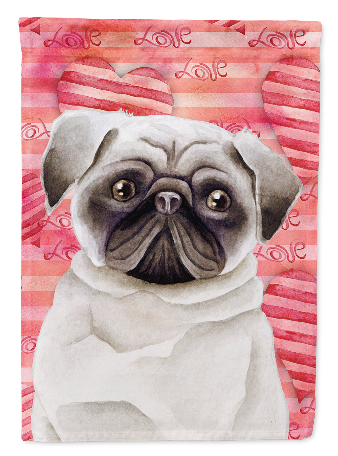 Pug Love Flag Canvas House Size CK1392CHF  the-store.com.